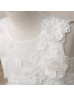 Ivory Lace Tulle Curly Hem Floral Flower Girl Dress